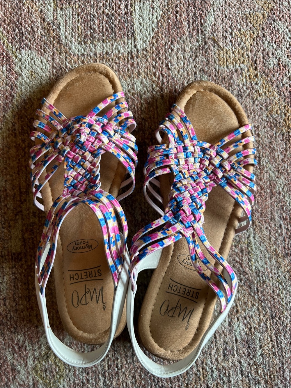 Impo Multicolor Strappy Woven Sandal with Tan Footbed